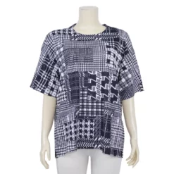 เสื้อคอกลม แขนสั้น ผ้าทอเกาหลี ลายกราฟิก - Image 2