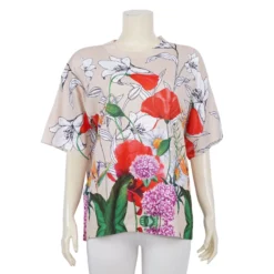 เสื้อคอกลม แขนสั้น ผ้าทอเกาหลี ลายกราฟิก - Image 3