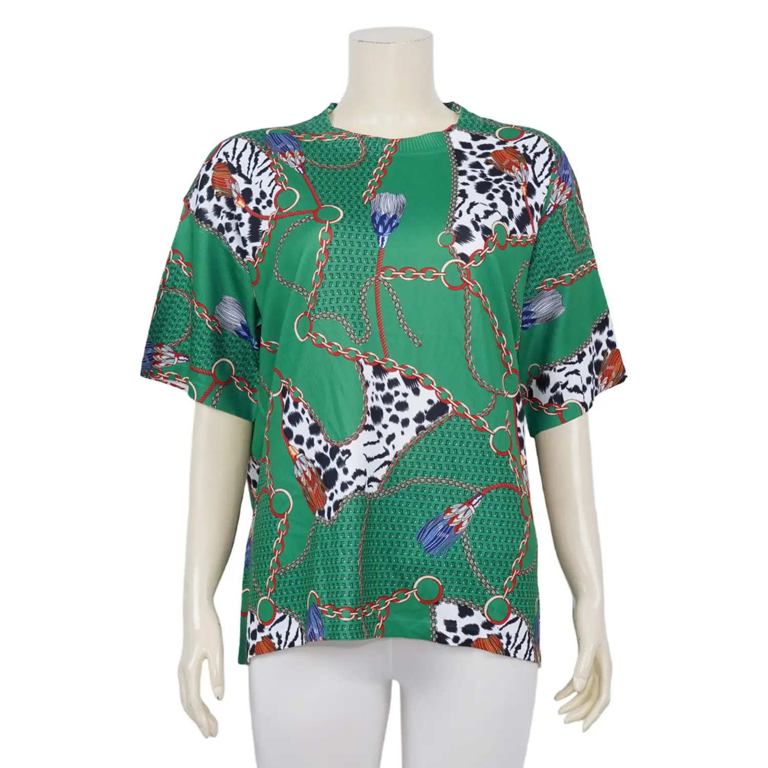 เสื้อคอกลม แขนสั้น ผ้าทอเกาหลี ลายกราฟิก - Image 4
