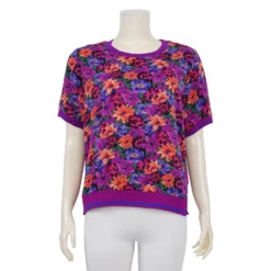 เสื้อคอกลม แขนสั้น ผ้าทอเกาหลี ตัดต่อจั๊มผ้ายืด - Image 2