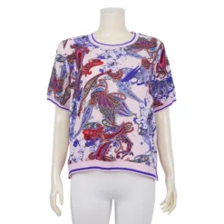 เสื้อคอกลม แขนสั้น ผ้าทอเกาหลี ตัดต่อจั๊มผ้ายืด - Image 3