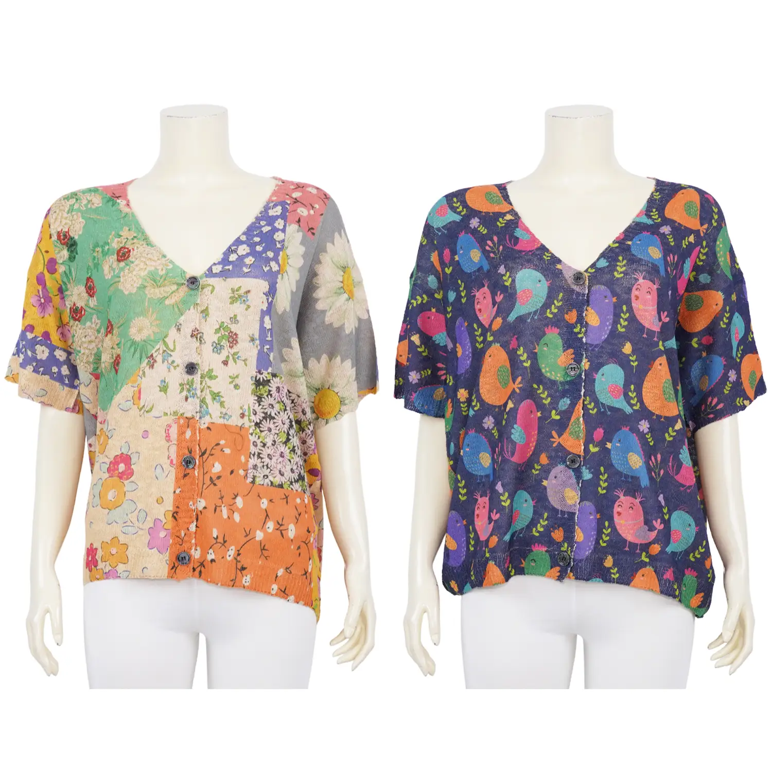 เสื้อคาร์ดิแกนคอวี แขนสั้น ผ้าทอเกาหลี