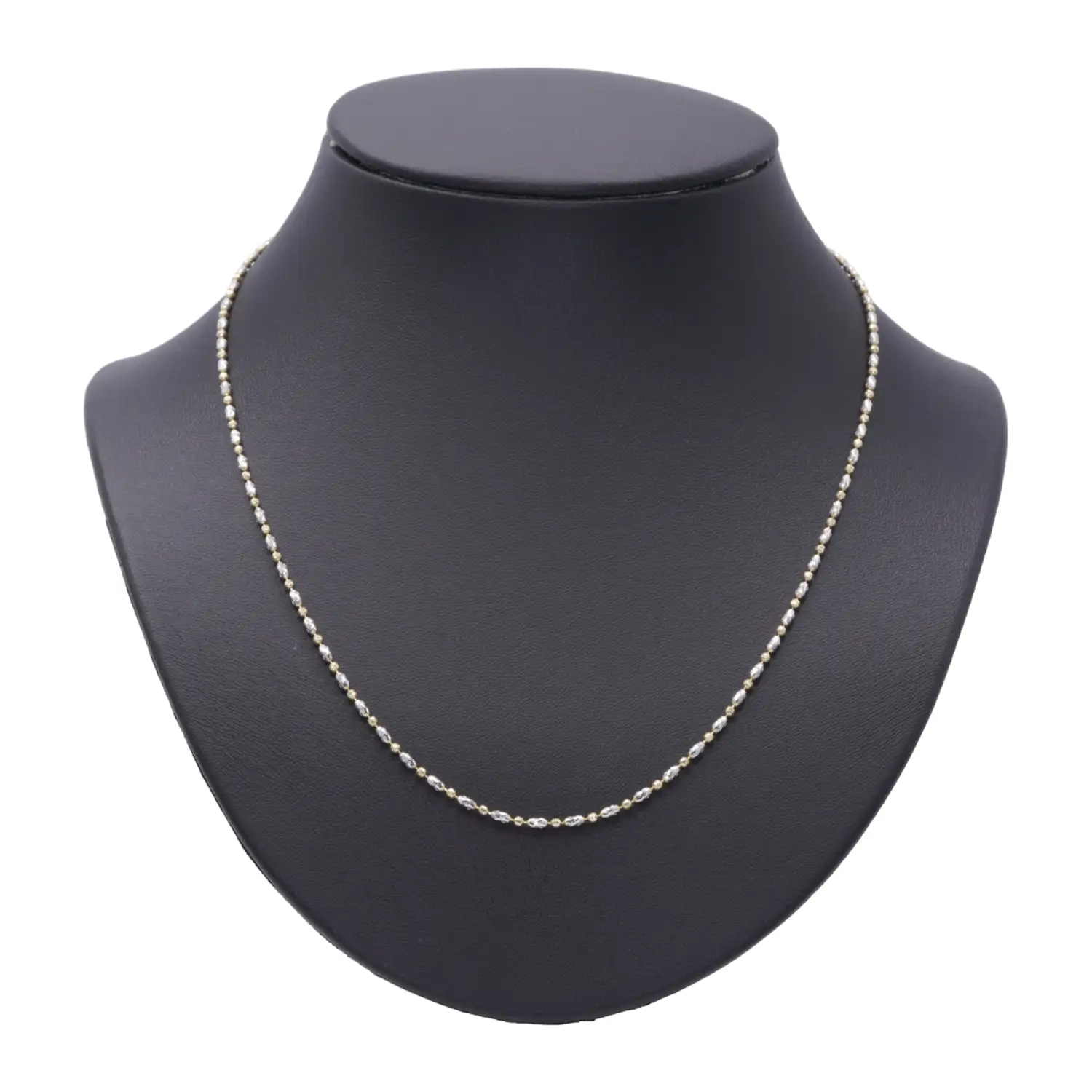 สร้อยคอทอง18K และทองขาว18K ลายลูกบอลเจียเหลี่ยมเพชร ดีไซน์ 2 กษัตริย์