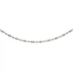 สร้อยคอทอง18K และทองขาว18K ลายลูกบอลเจียเหลี่ยมเพชร ดีไซน์ 2 กษัตริย์ - Image 2