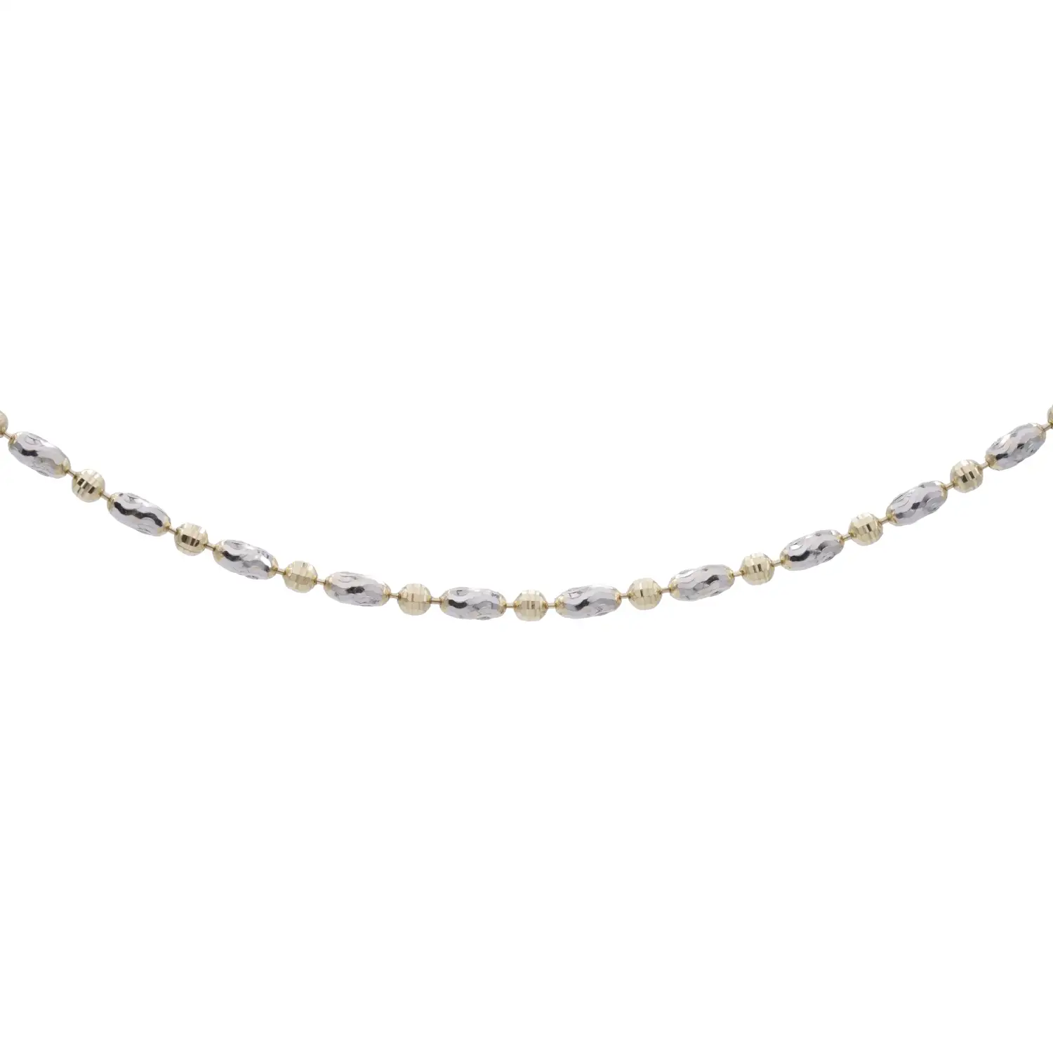 สร้อยคอทอง18K และทองขาว18K ลายลูกบอลเจียเหลี่ยมเพชร ดีไซน์ 2 กษัตริย์ - Image 2