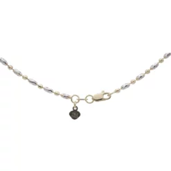 สร้อยคอทอง18K และทองขาว18K ลายลูกบอลเจียเหลี่ยมเพชร ดีไซน์ 2 กษัตริย์ - Image 3