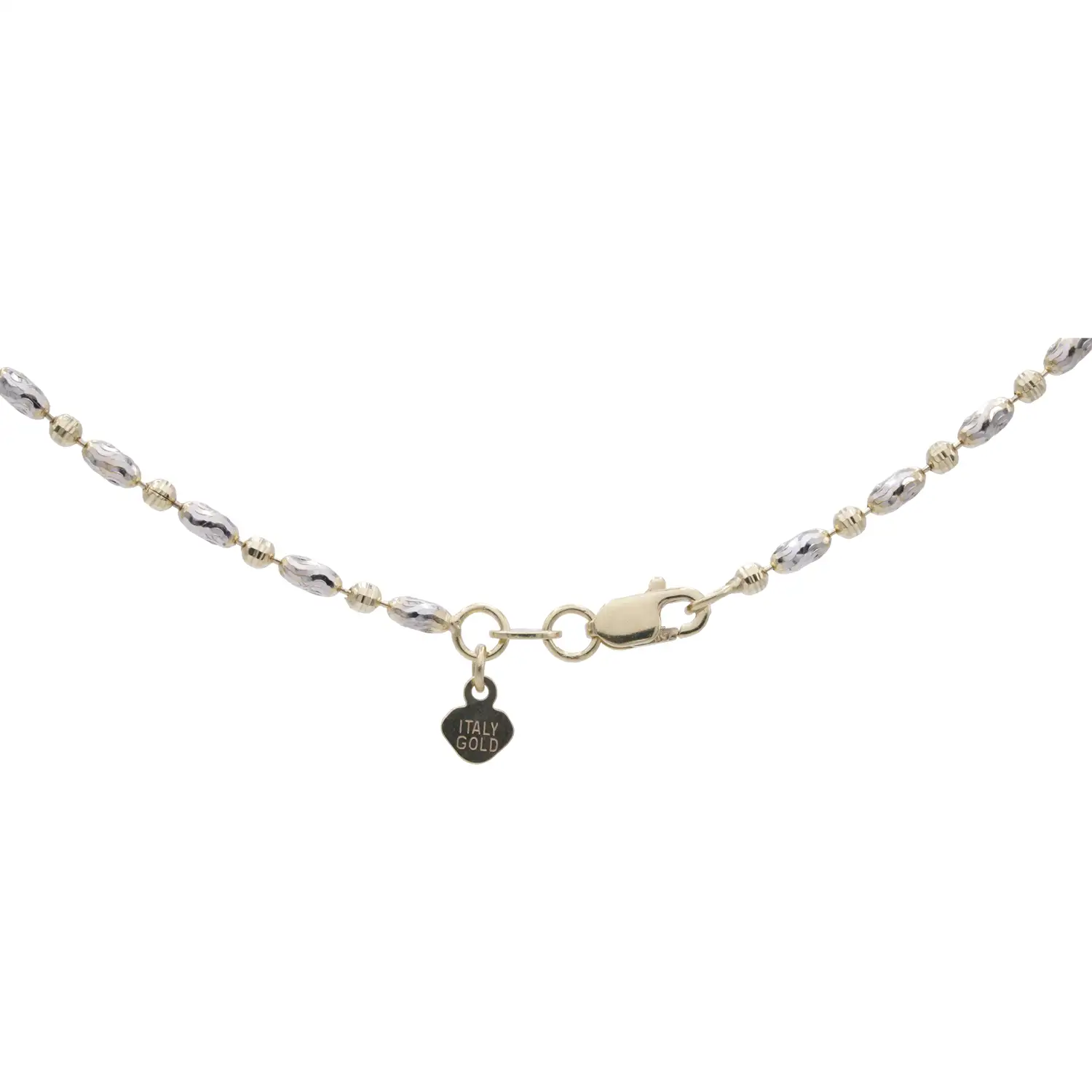 สร้อยคอทอง18K และทองขาว18K ลายลูกบอลเจียเหลี่ยมเพชร ดีไซน์ 2 กษัตริย์ - Image 3