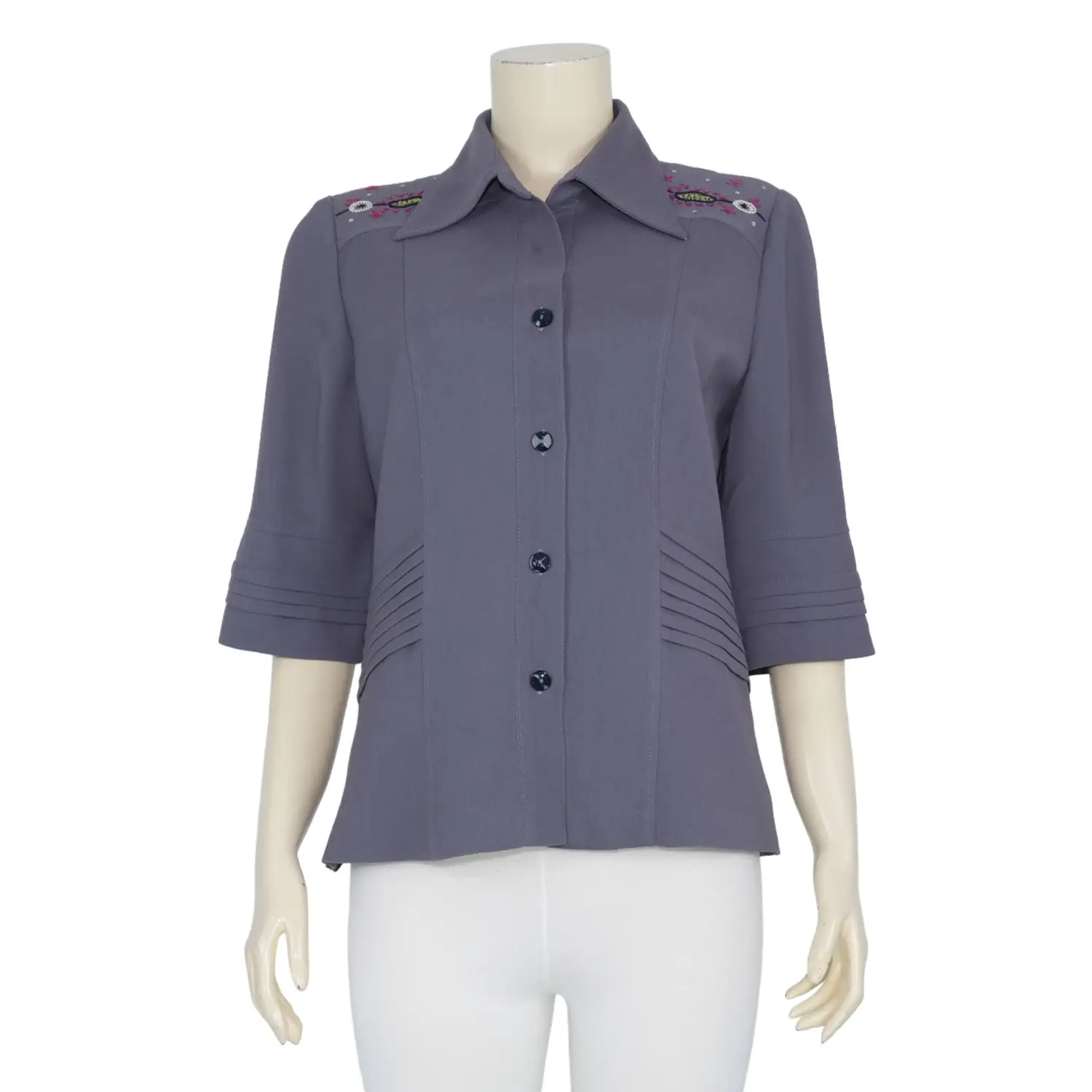 เสื้อเชิ้ต แขน 3 ส่วน ผ้าโคโม่ทวิล ดีไซน์คลาสสิก - Image 2
