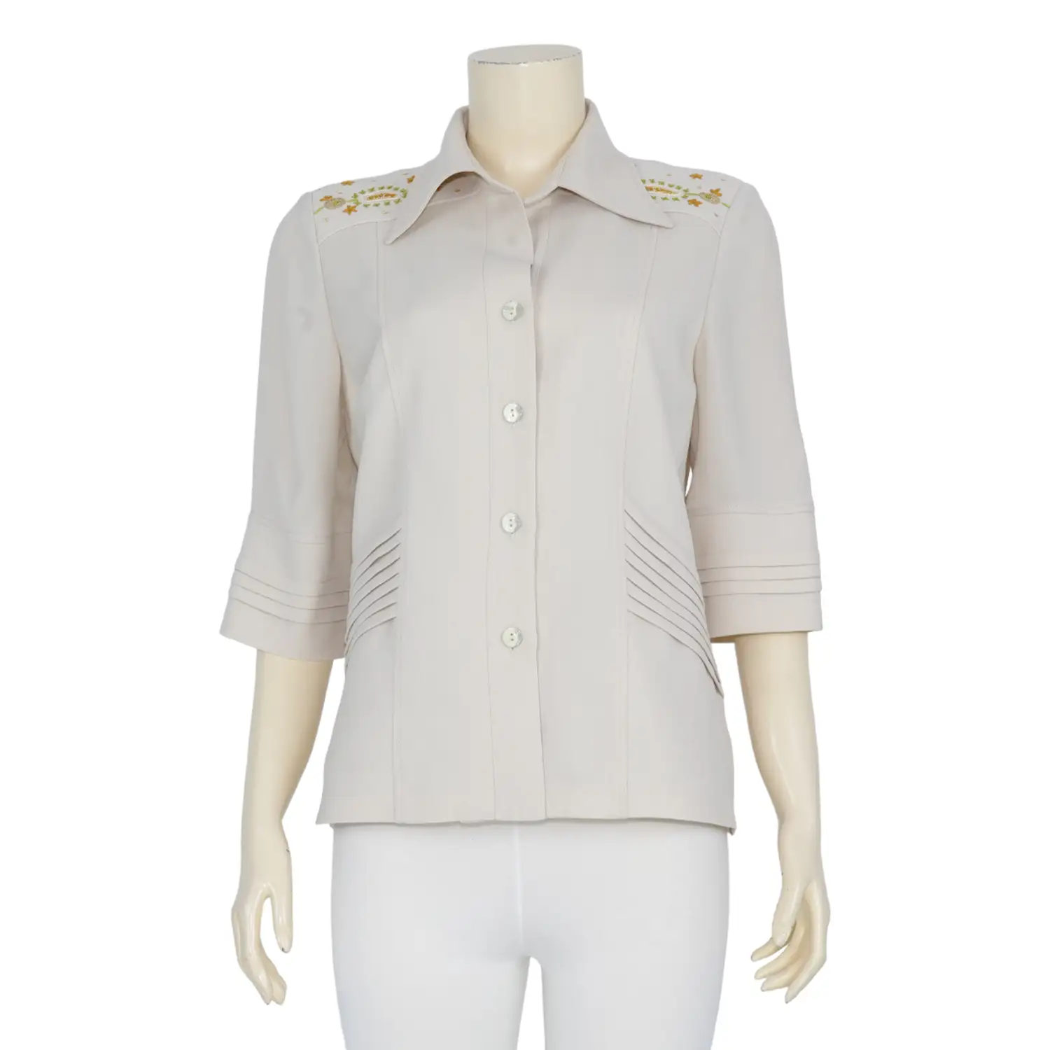 เสื้อเชิ้ต แขน 3 ส่วน ผ้าโคโม่ทวิล ดีไซน์คลาสสิก - Image 3