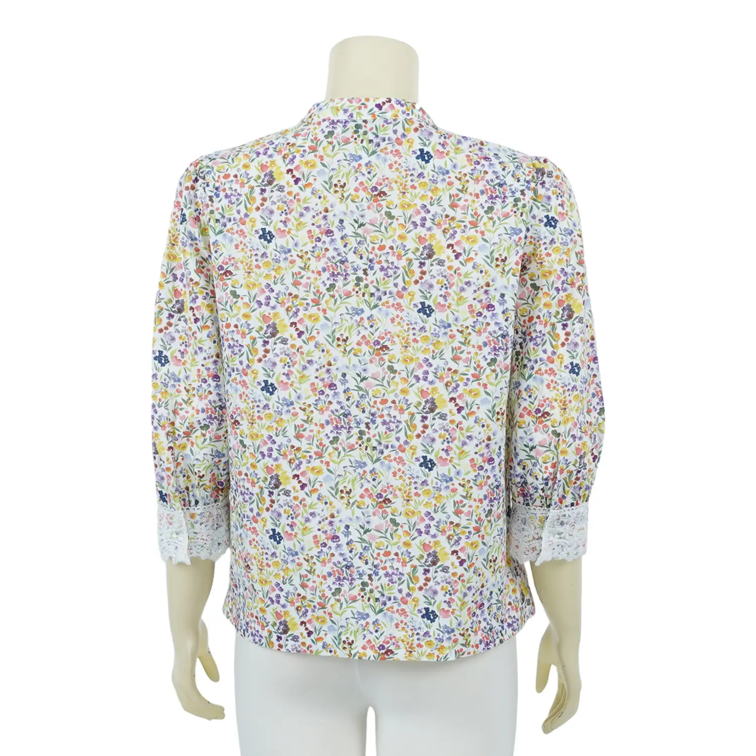 เสื้อคอจีน แขนพอง ยาว 4 ส่วน ผ้าคอตตอน วอยล์ พิมพ์ลายฟลอรัลMINNA - Image 3
