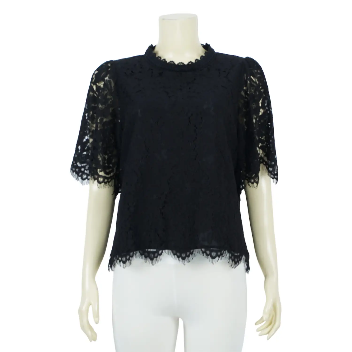 เสื้อคอตั้ง แขนสั้น ผ้าลูกไม้ - Image 2