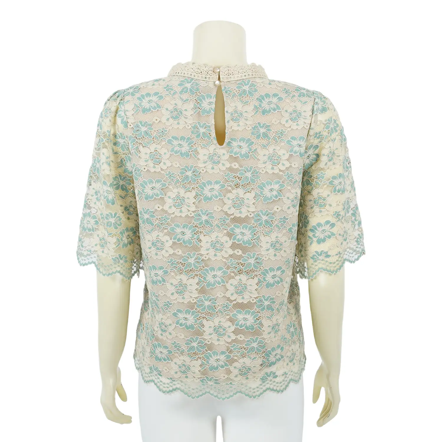เสื้อคอตั้ง แขนสั้น ผ้าลูกไม้ - Image 5