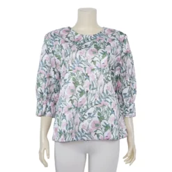 เสื้อคอกลม แขน 3 ส่วน ผ้าลายดอกไม้ แบบศิลปะยุคอาร์ตนูโว