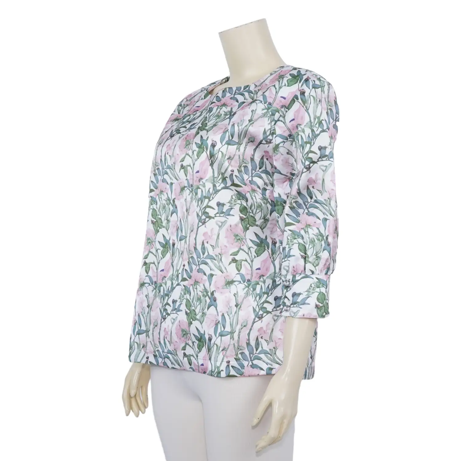 เสื้อคอกลม แขน 3 ส่วน ผ้าลายดอกไม้ แบบศิลปะยุคอาร์ตนูโว - Image 2