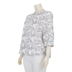 เสื้อคอตั้ง แขน 3 ส่วน ผ้าพีชสกินพิมพ์ลายวินเทจ - Image 4