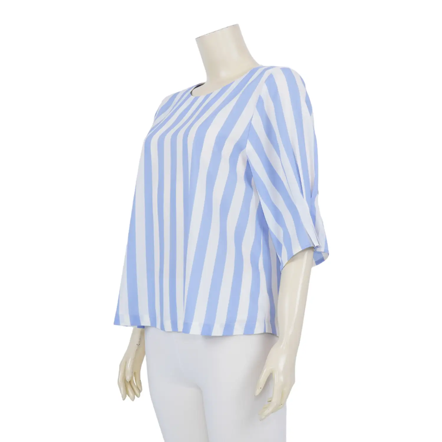 เสื้อคอกลม แขน 3 ส่วน ผ้าชีฟอง ลายทาง - Image 2