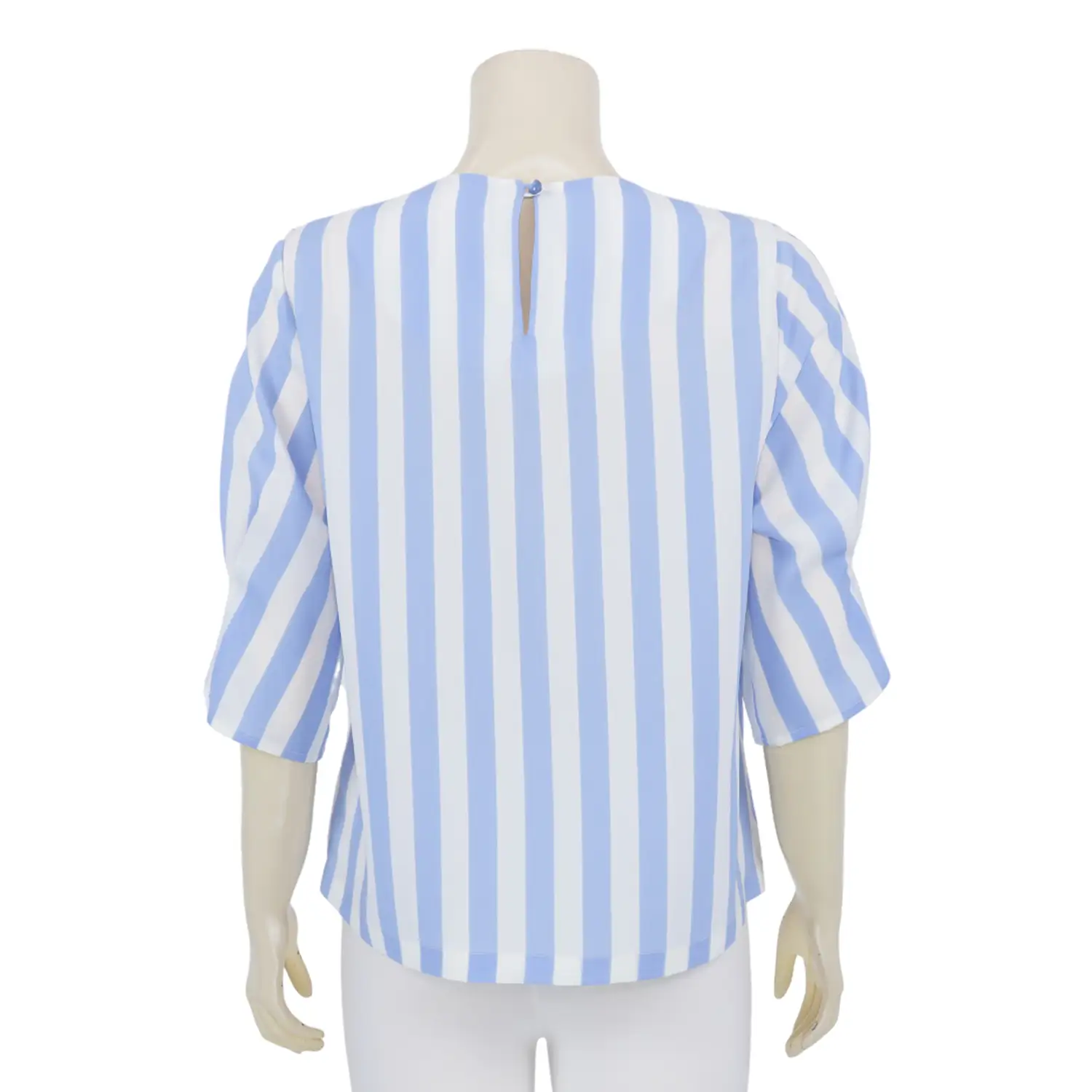 เสื้อคอกลม แขน 3 ส่วน ผ้าชีฟอง ลายทาง - Image 3