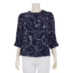 เสื้อคอปีน แขน 3 ส่วน ผ้าชีฟอง ลายลูกโซ่