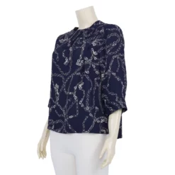 เสื้อคอปีน แขน 3 ส่วน ผ้าชีฟอง ลายลูกโซ่ - Image 2