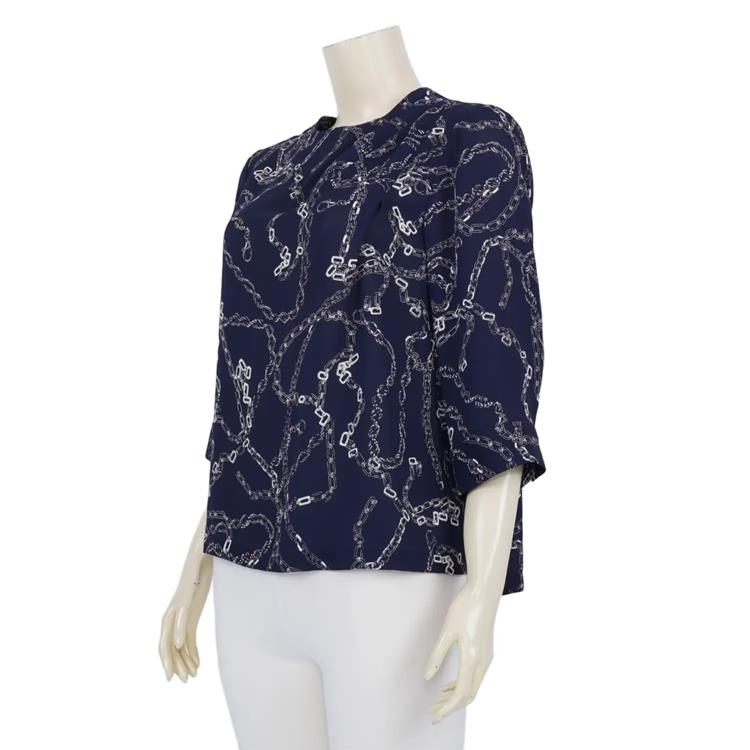 เสื้อคอปีน แขน 3 ส่วน ผ้าชีฟอง ลายลูกโซ่ - Image 2