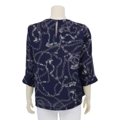 เสื้อคอปีน แขน 3 ส่วน ผ้าชีฟอง ลายลูกโซ่ - Image 3