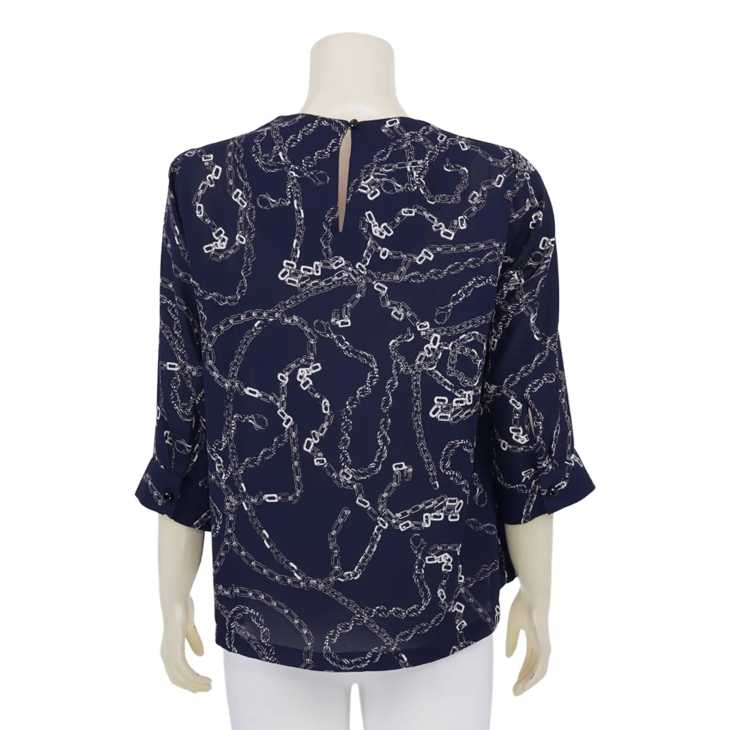 เสื้อคอปีน แขน 3 ส่วน ผ้าชีฟอง ลายลูกโซ่ - Image 3