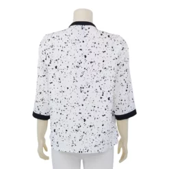เสื้อคอกลม ผ่าหน้า แขน 3 ส่วน ผ้าพีชสกิน ลายเพ้นท์ - Image 3
