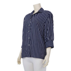 เสื้อเชิ้ต แขน 3 ส่วน ผ้าพีชสกิน ลายทาง - Image 2