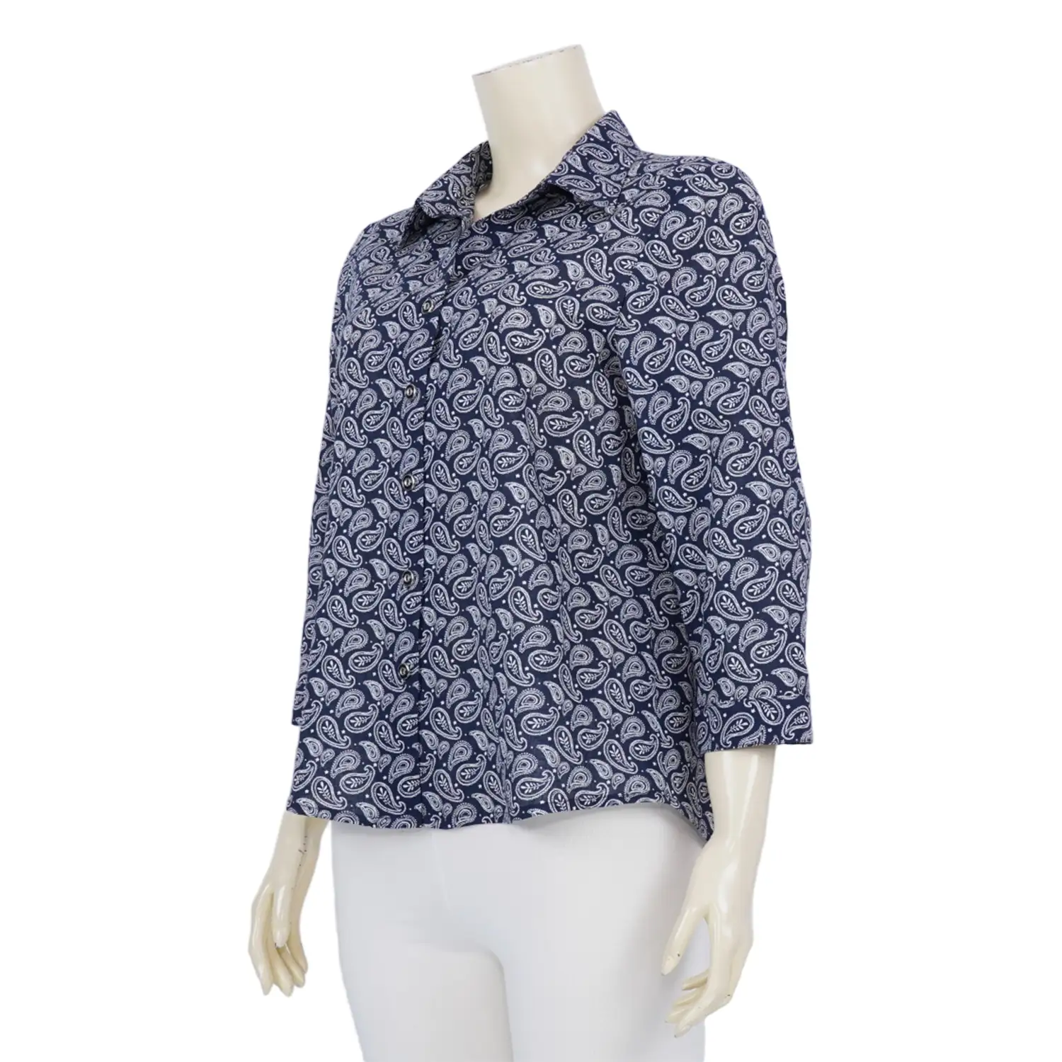 เสื้อเชิ้ต แขน 4 ส่วน ผ้าคอตตอน ลายเพสลีย์ - Image 2