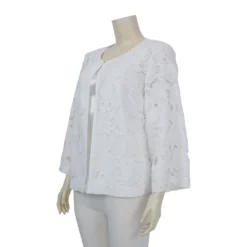 เสื้อแจ็คเก็ตคอกลม แขนยาว ผ้าลูกไม้ปักลาย พร้อมเสื้อแขนกุด - Image 2