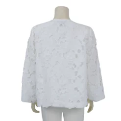 เสื้อแจ็คเก็ตคอกลม แขนยาว ผ้าลูกไม้ปักลาย พร้อมเสื้อแขนกุด - Image 3