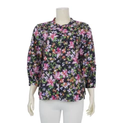 เสื้อเชิ้ตคอจีน แขนพองยาว 5 ส่วน ผ้าคอตตอน วอยล์