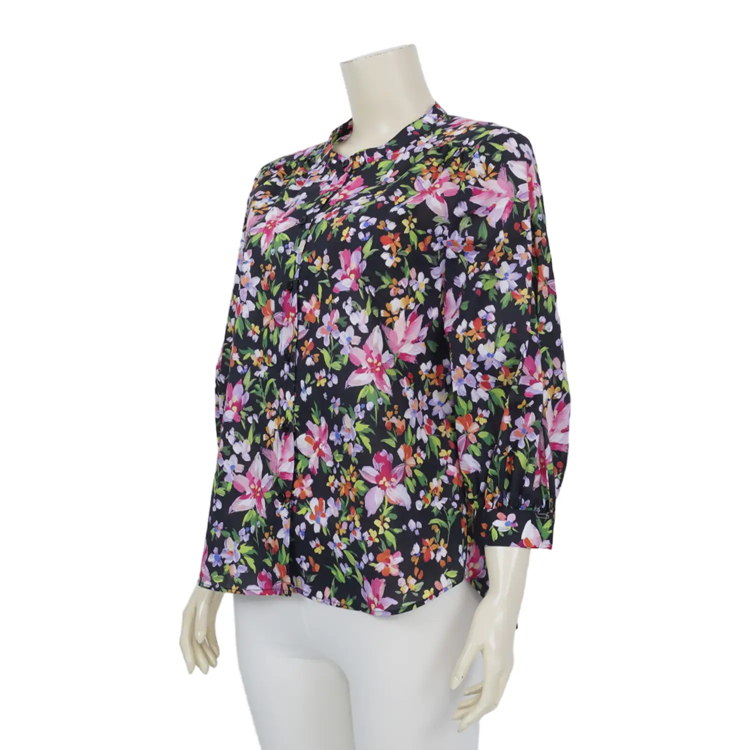 เสื้อเชิ้ตคอจีน แขนพองยาว 5 ส่วน ผ้าคอตตอน วอยล์ - Image 3