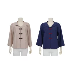 เสื้อคอจีน แขน 3 ส่วน ผ้าลินินผสม พร้อมเสื้อแขนกุด
