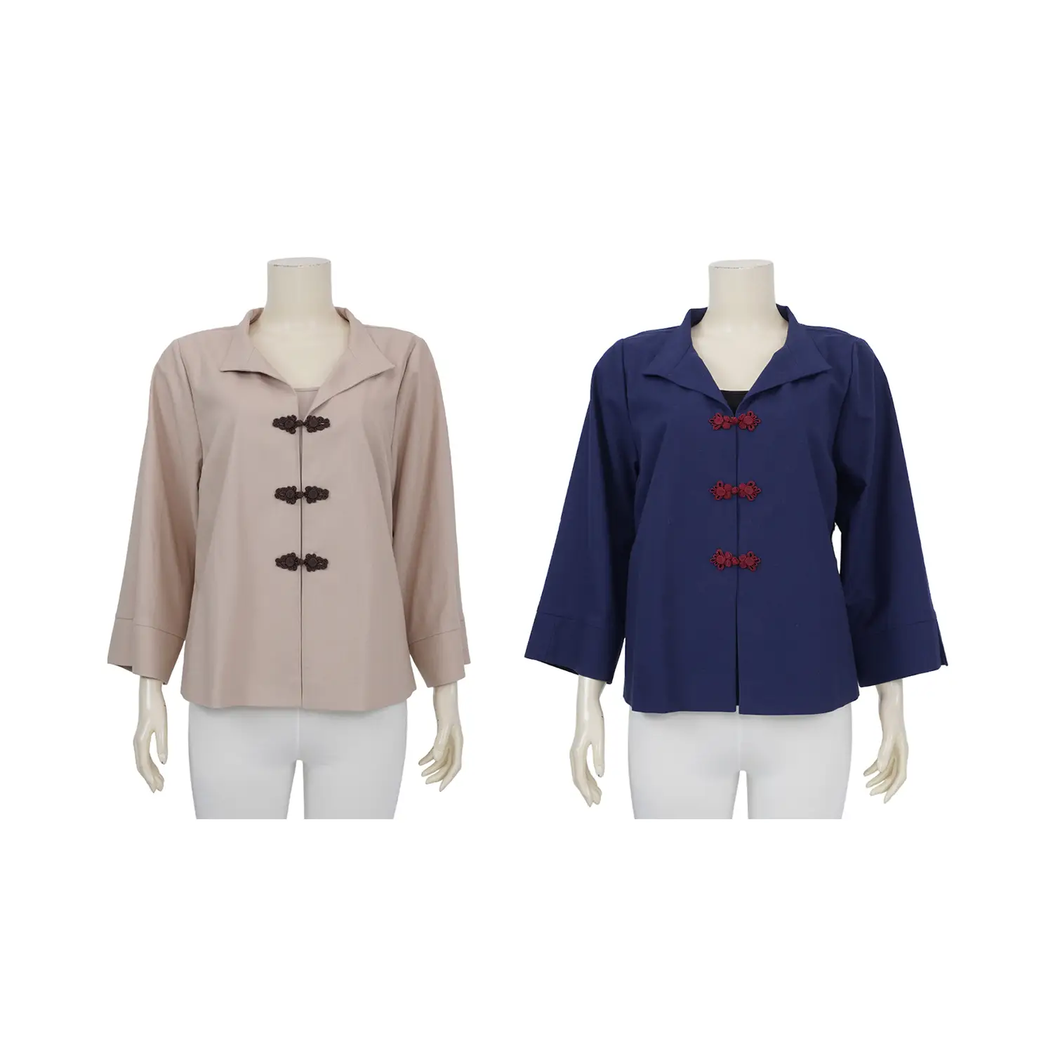 เสื้อคอจีน แขน 3 ส่วน ผ้าลินินผสม พร้อมเสื้อแขนกุด