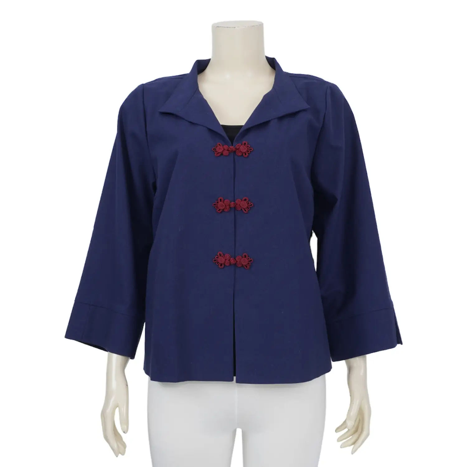 เสื้อคอจีน แขน 3 ส่วน ผ้าลินินผสม พร้อมเสื้อแขนกุด - Image 2