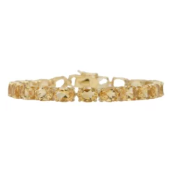 สร้อยข้อมือ ดีไซน์ Tennis Bracelet เงิน925 ชุบทอง18K ประดับซิทรินทรงรี