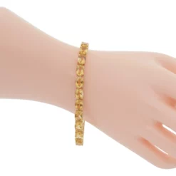 สร้อยข้อมือ ดีไซน์ Tennis Bracelet เงิน925 ชุบทอง18K ประดับซิทรินทรงรี - Image 2