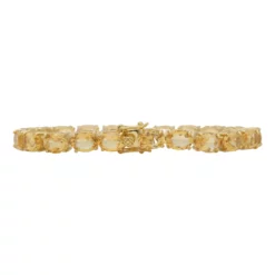 สร้อยข้อมือ ดีไซน์ Tennis Bracelet เงิน925 ชุบทอง18K ประดับซิทรินทรงรี - Image 3