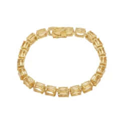 สร้อยข้อมือ ดีไซน์ Tennis Bracelet เงิน925 ชุบทอง18K ประดับซิทรินทรงรี - Image 4