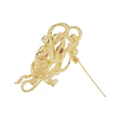 จี้หรือเข็มกลัดเงิน925 ชุบทอง18K ประดับ โอปอ, แฟนซี สปิเนล และโทแพซสีขาว - Image 3