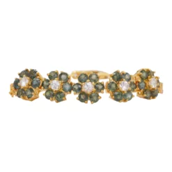 สร้อยข้อมือเงิน925 ชุบทอง24K  ประดับเขียวส่อง และเซอร์คอนสีขาว