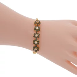 สร้อยข้อมือเงิน925 ชุบทอง24K ประดับเขียวส่อง และเซอร์คอนสีขาว - Image 2