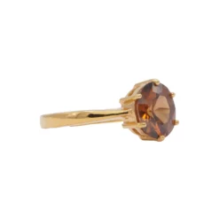 แหวนเงิน925 ชุบทอง24K ประดับเซอร์คอนสีน้ำตาล ดีไซน์โซลิแทร์ (Solitaire Ring) - Image 2