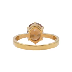 แหวนเงิน925 ชุบทอง24K ประดับเซอร์คอนสีน้ำตาล ดีไซน์โซลิแทร์ (Solitaire Ring) - Image 4