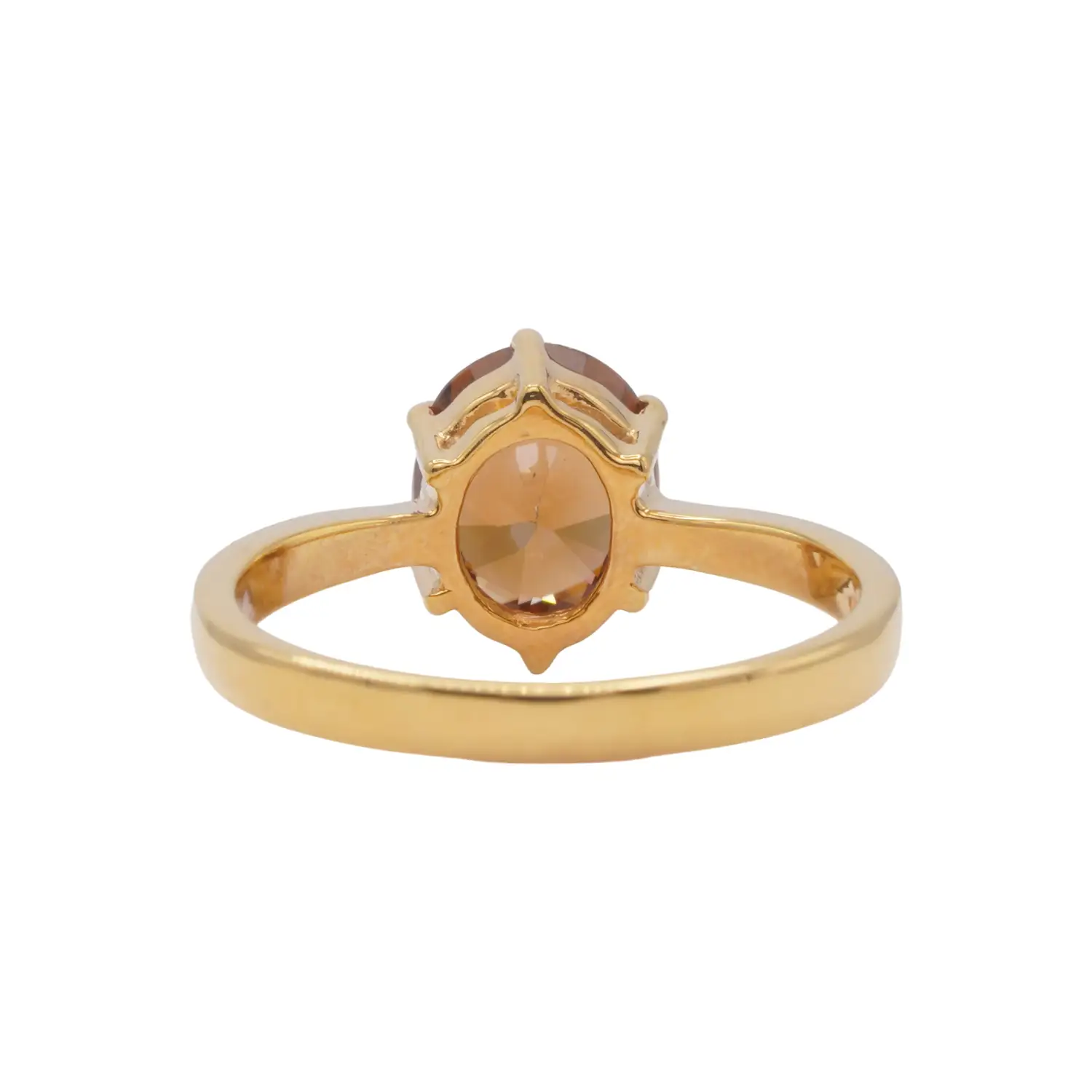 แหวนเงิน925 ชุบทอง24K ประดับเซอร์คอนสีน้ำตาล ดีไซน์โซลิแทร์ (Solitaire Ring) - Image 4