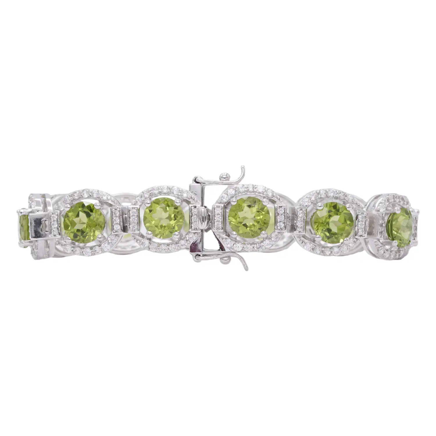 สร้อยข้อมือเงิน925 ประดับเพริดอต และเซอร์คอนสีขาว - Image 3