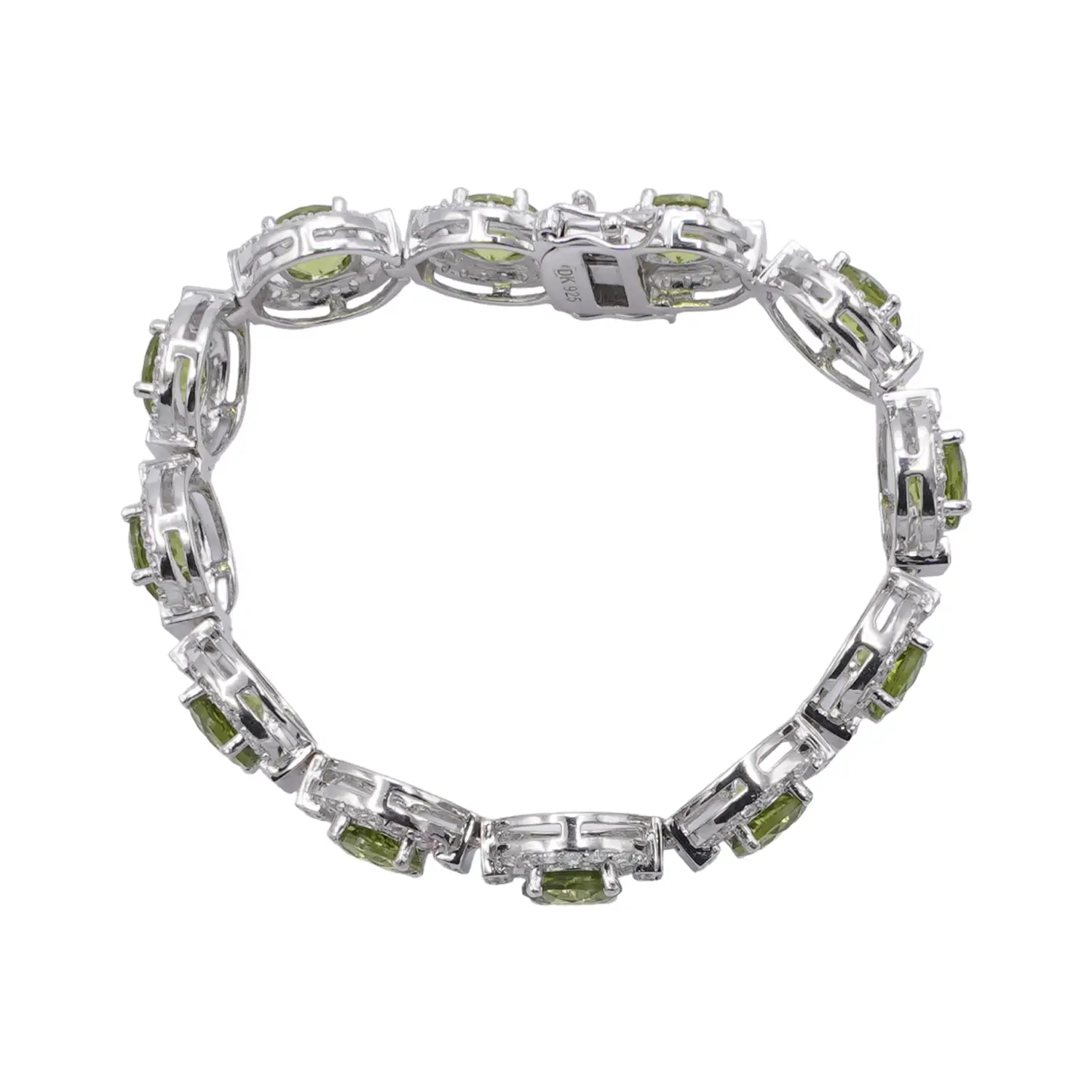สร้อยข้อมือเงิน925 ประดับเพริดอต และเซอร์คอนสีขาว - Image 2