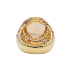 แหวนเงิน925 ชุบทอง18K ประดับซิทริน, เซอร์คอน สีขาวและแฟนซี แซปไฟร์ - Image 4