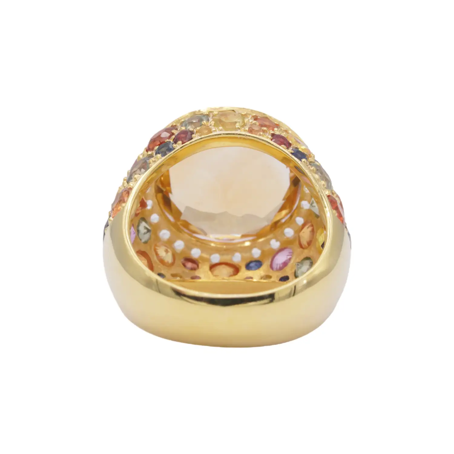 แหวนเงิน925 ชุบทอง18K ประดับซิทริน, เซอร์คอน สีขาวและแฟนซี แซปไฟร์ - Image 4